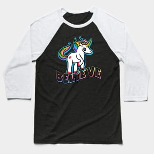 Retro Believe Kawaii Anime Unicorn Baseball T-Shirt